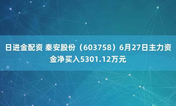 日进金配资 秦安股份（603758）6月27日主力资金净买入5301.12万元